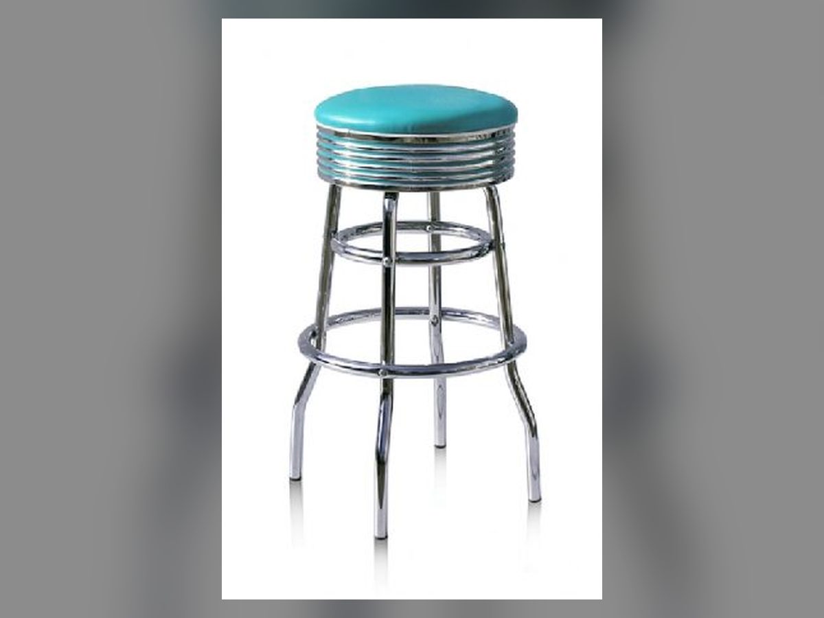 Chrome retro diner bar stool with teal seat