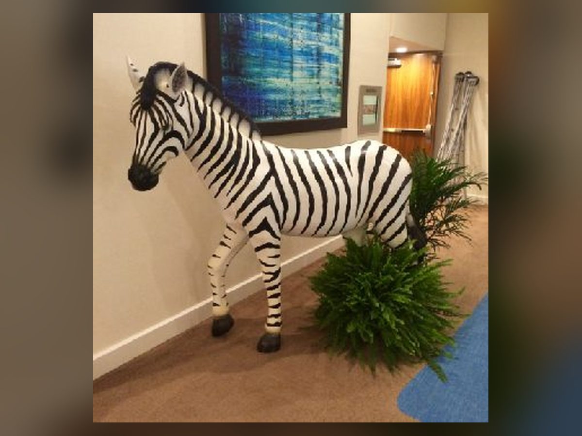 Life-size zebra statue